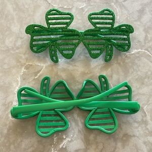 Glittery Green Shamrock Glasses fun glasses Irish St Patrick’s party piece